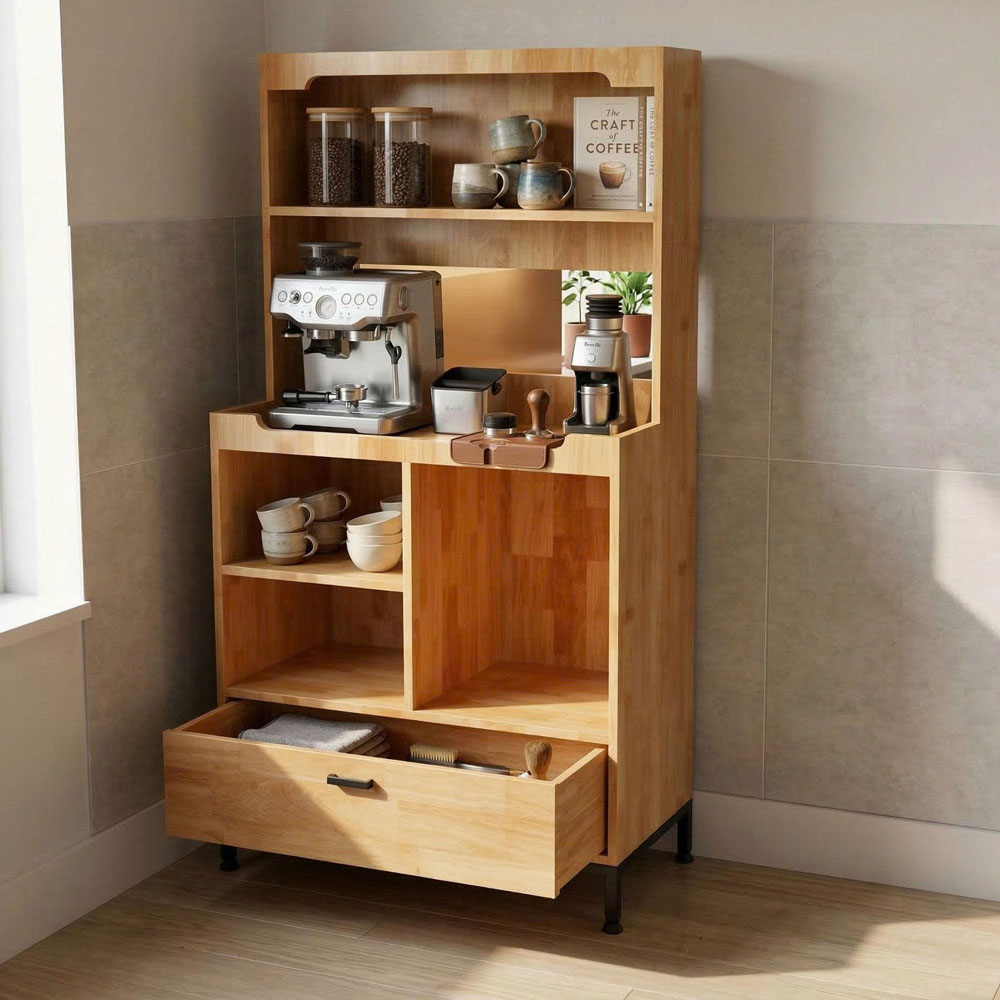 Tủ để máy pha cafe gia đình - văn phòng 80x40x150cm gỗ cao su Tủ để máy pha cafe gia đình - văn phòng 80x40x150cm gỗ cao su - hình 5