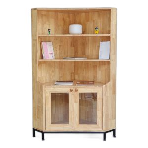 Tủ kệ góc tường gỗ cao su chân sắt