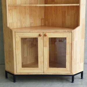 Tủ kệ góc tường gỗ cao su chân sắt - hình 1