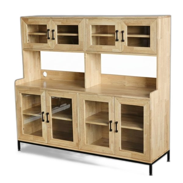 Tủ kệ nhà bếp đôi 160x45x140cm gỗ cao su