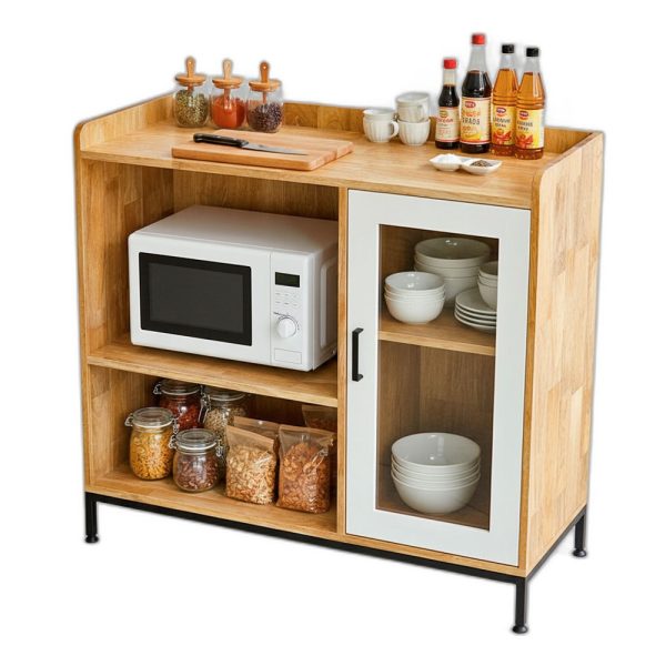 Tủ phòng ăn 100x40x92cm gỗ cao su chân sắt