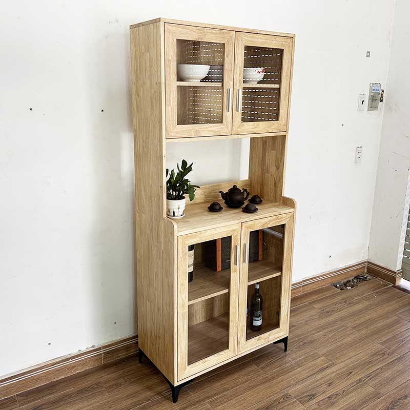 Tủ phòng ăn 80x40x172cm gỗ cao su Tủ phòng ăn 80x40x172cm gỗ cao su - hình 3