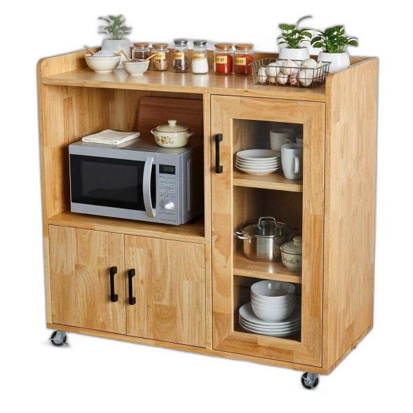 Tủ phòng ăn di động 90x40x90cm gỗ cao su
