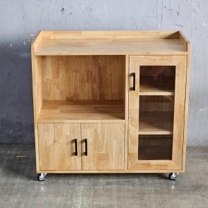 Tủ phòng ăn di động 90x40x90cm gỗ cao su - hình 1