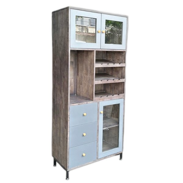 Tủ phòng ăn gỗ cao su chân sắt