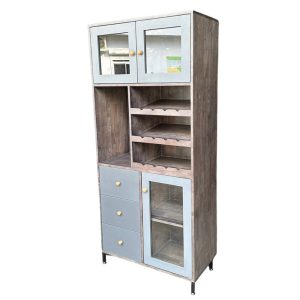Tủ phòng ăn gỗ cao su chân sắt - hình 1