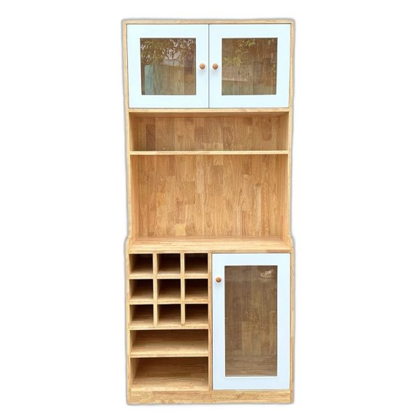 Tủ phòng ăn kết hợp tủ rượu gỗ cao su