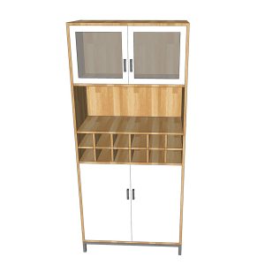 Tủ phòng ăn kết hợp tủ rượu gỗ tự nhiên chân sắt - hình 1