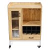 Tủ rượu di động 80x40x115cm gỗ cao su