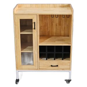Tủ rượu di động 80x40x115cm gỗ cao su