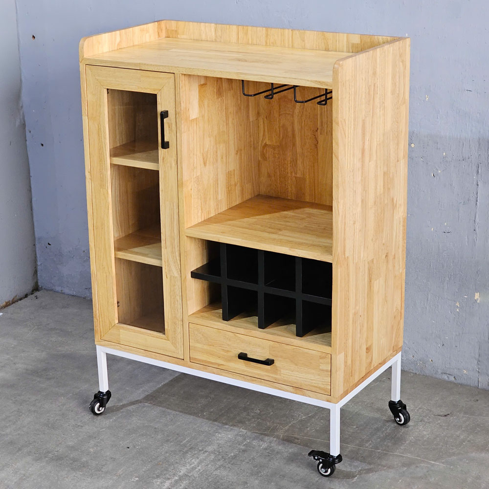 Tủ rượu di động 80x40x115cm gỗ cao su Tủ rượu di động 80x40x115cm gỗ cao su - hình 2