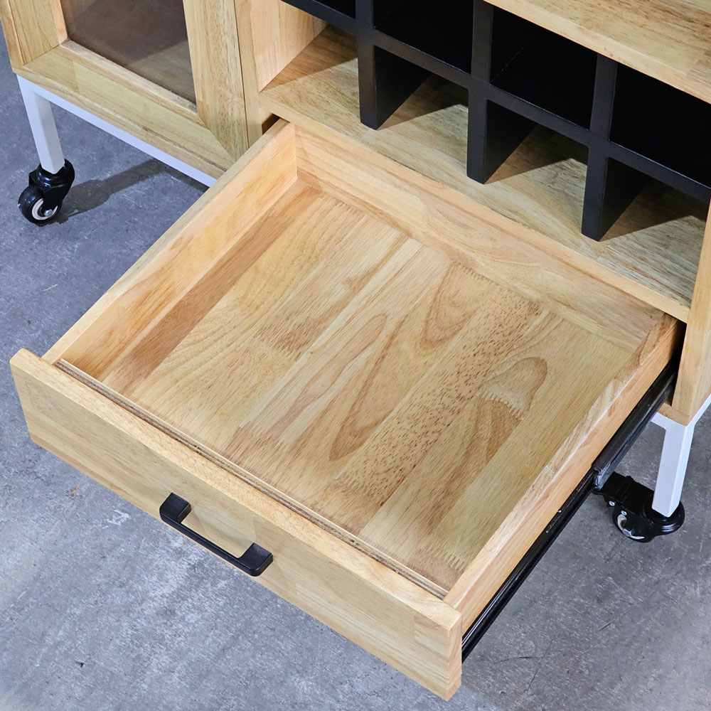 Tủ rượu di động 80x40x115cm gỗ cao su Tủ rượu di động 80x40x115cm gỗ cao su - hình 4