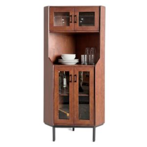Tủ Rượu góc tường gỗ cao su 60x60x180cm