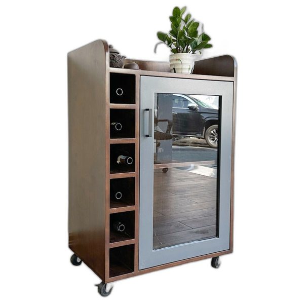 Tủ rượu mini di động gỗ tự nhiên